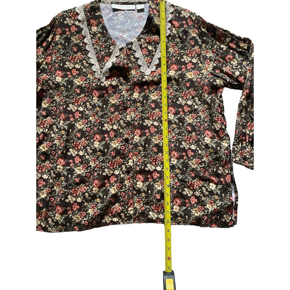 Vintage Floral Button up Lace Collar Western Prairie 14/16 Rodeo Cottage Granny - Picture 4 of 7